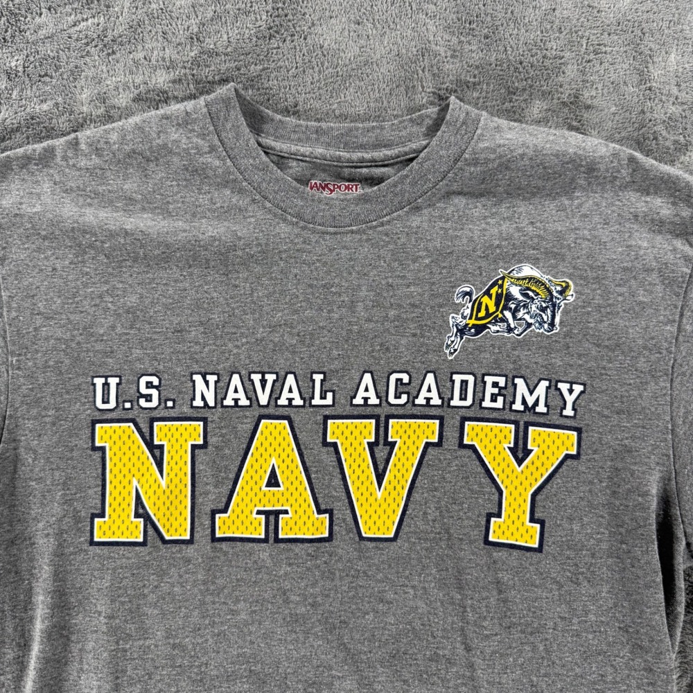 Jansport T-Shirt Men Medium Gray US Naval Academy Navy Graphic Mascot Tee